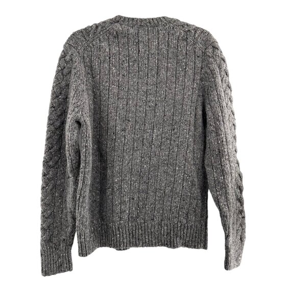 Vtg Express Gray Cable Knit Wool Blend Sweater L Crewneck Warm Coastal Y2K Retro - Picture 10 of 10